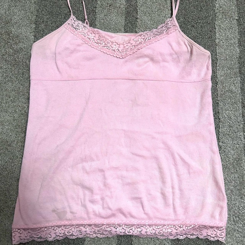 Pink Lace Trim Cami Top